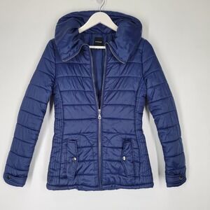 Rampage Women's Blue Puffer Jacket Zip Front Quilted Size S
